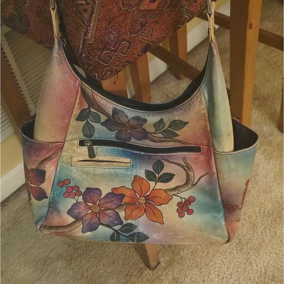 ANUSCHKA HAND PAINTED LEATHER SATCHEL/SHOULDER BAG - Picture 2 of 8